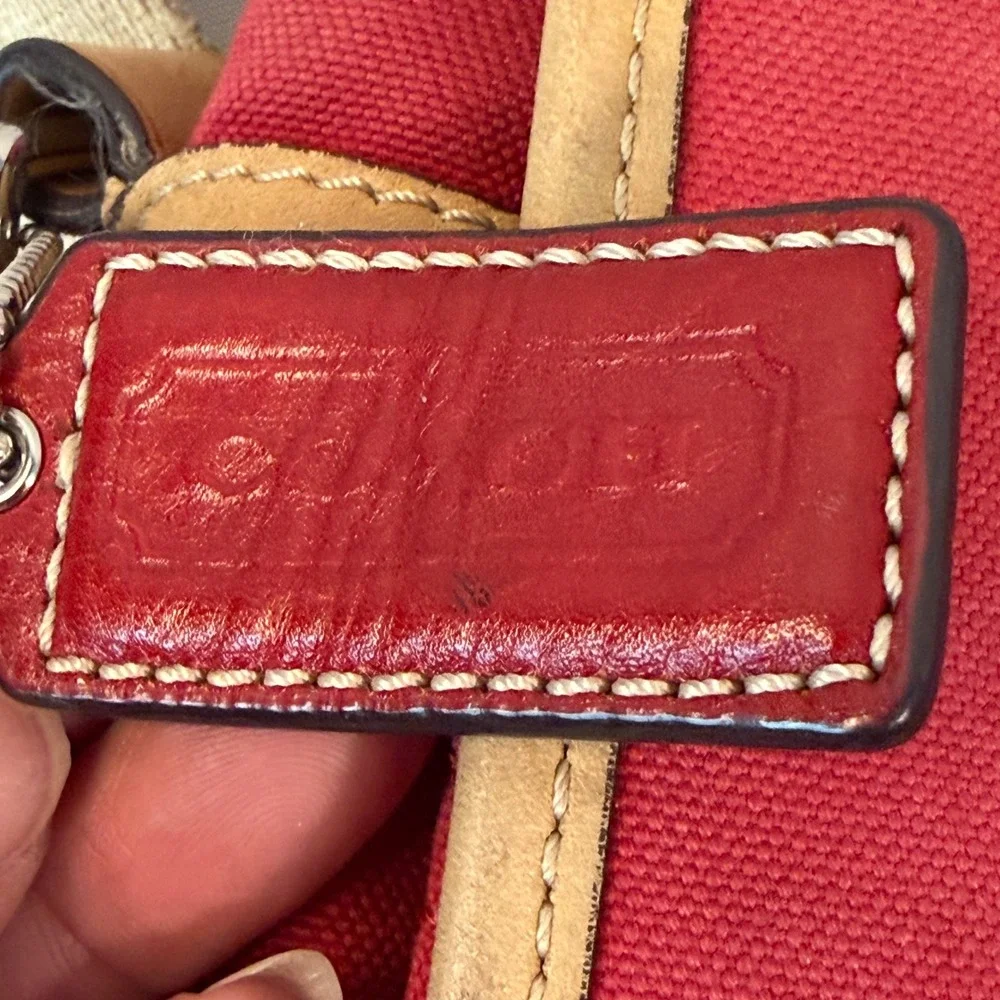 Coach Messenger Bag Large Red Heritage Stripe Canvas Crossbody F70201